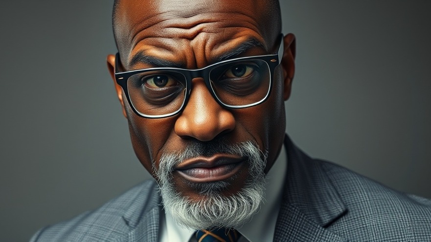 Angry Black man in a suit addresses urban development challenges in Chicago.