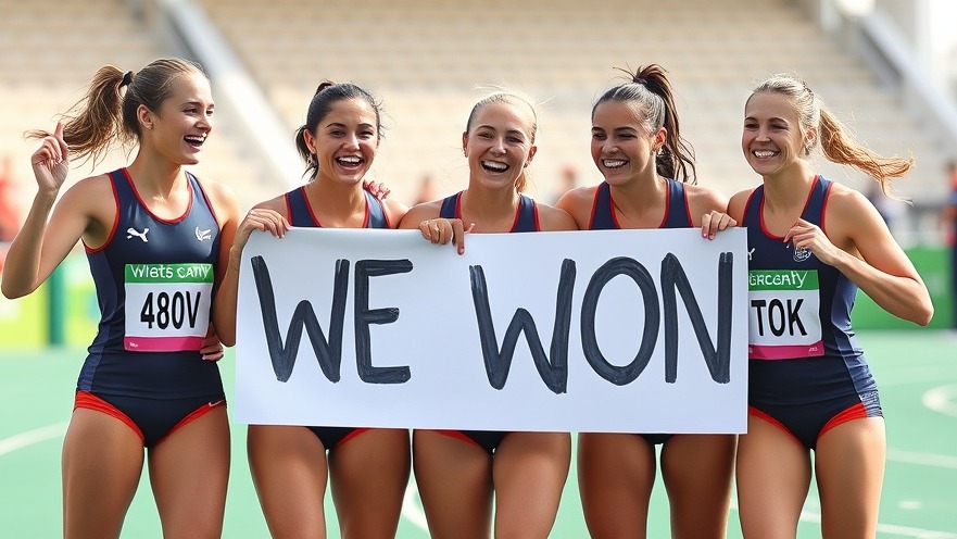Cheering female athletes celebrate transgender rights in sports, inspired by Lia Thomas case.