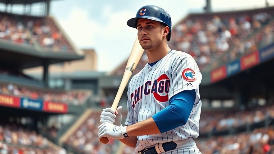 Determined Chicago Cubs player in uniform, capturing a classic baseball moment.