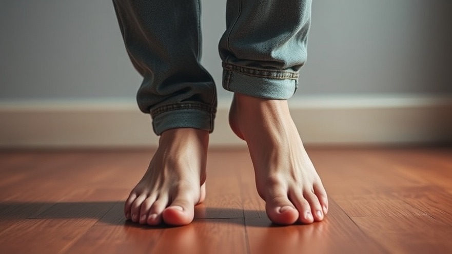 Two feet in supportive shoes, promoting stretching exercises for heel pain relief.