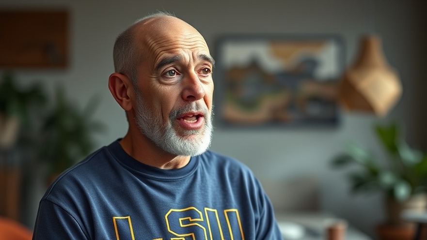 Old man in LSU Tigers shirt discussing working-class politics in a studio.