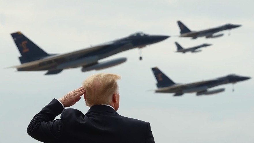 Trump saluting B2 bombers, highlighting military honors and U.S. foreign policy implications.