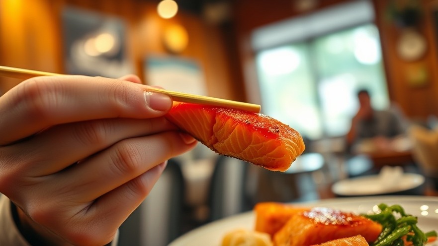 Enjoying eco-friendly sushi in a warm Austin restaurant, showcasing sustainable dining.