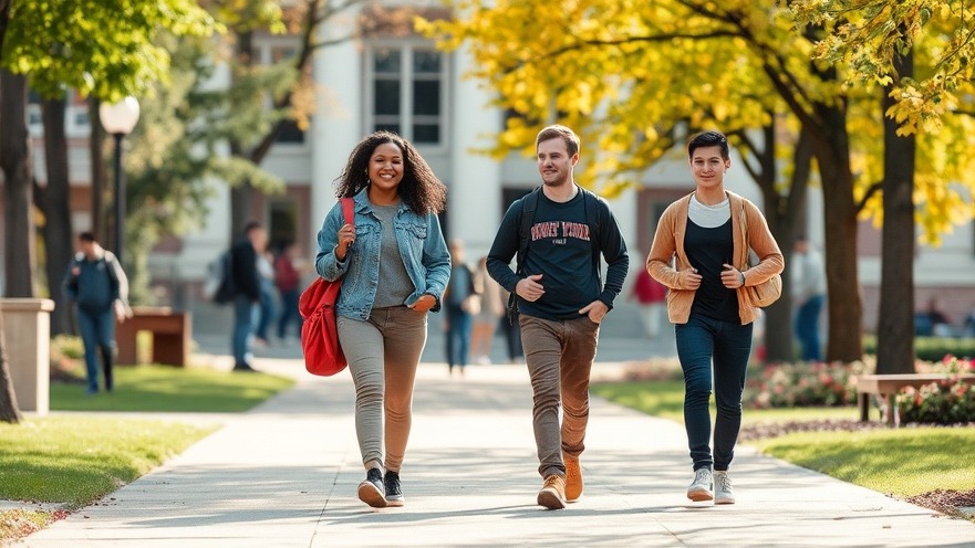 College students on campus exploring Texas colleges for undocumented students.