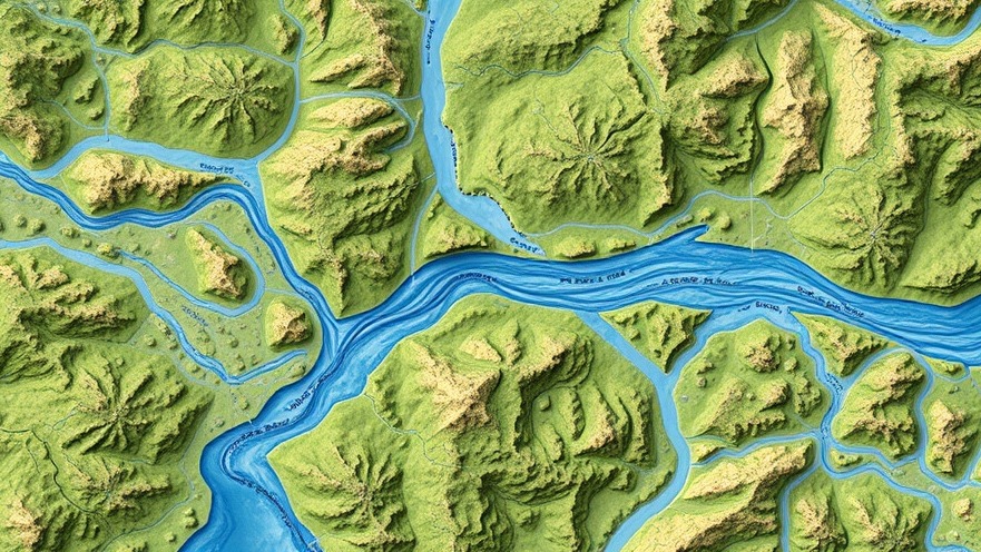 Aerial view of river for Texas flood management and Camp Mystic news in community development.
