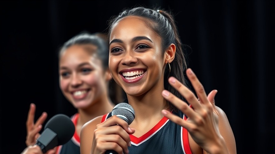 Close-up of a smiling female basketball player during a WNBA playoffs interview, showcasing Asia Wilson's legacy.
