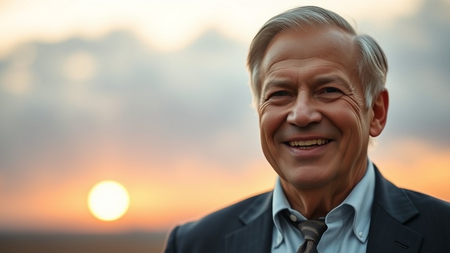 Smiling older man in professional attire at dawn, embodying mindfulness techniques for seniors.