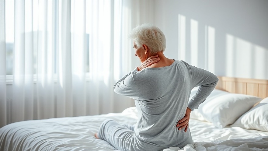Senior woman shows signs of poor sleep, discomfort in bed highlighting mattress support.