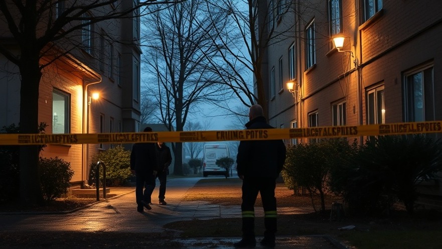 Crime scene at apartment complex highlighting gun violence and community safety.