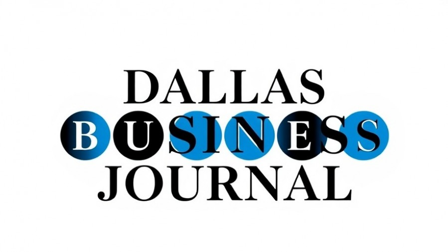 Stylish DALLAS BUSINESS JOURNAL logo showcasing Dallas business news in vibrant colors.