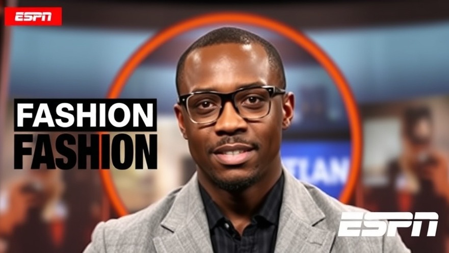 Sports celebrity fashion showcased by a black male commentator in stylish attire.