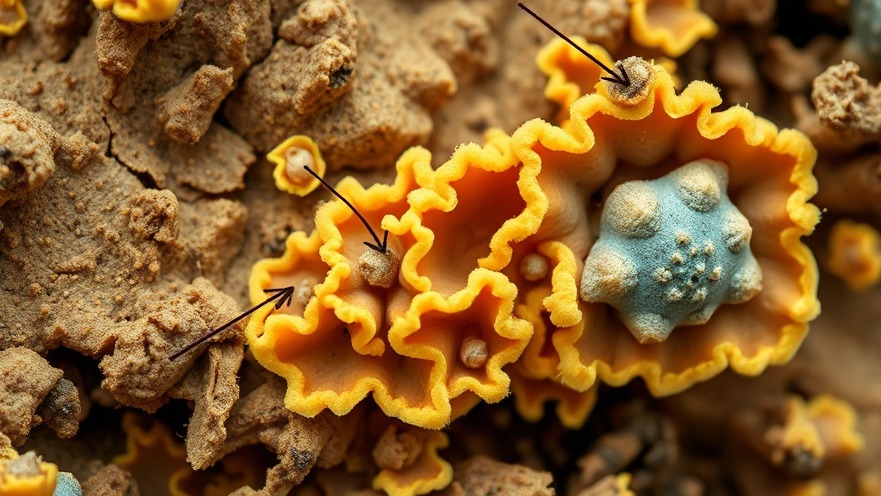 Intricate blue-stain fungi structures revealing ecological relationships in ancient ecosystems.