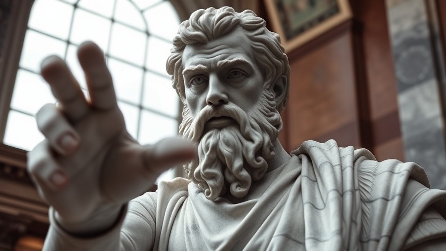 Dramatic marble sculpture of a bearded man embodying community health and lifestyle medicine.