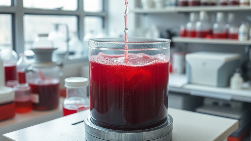 Red sludge in a lab symbolizes Texas agriculture news and economy trends.
