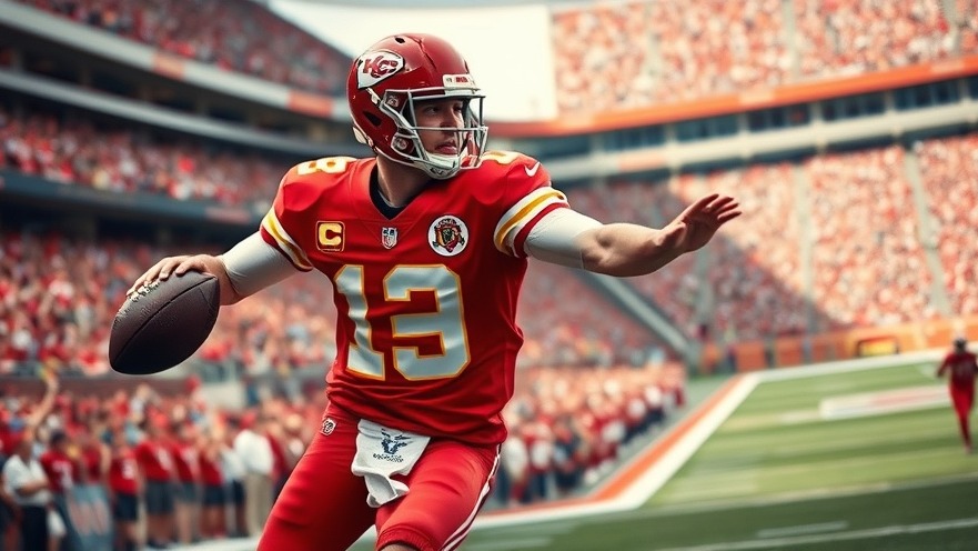 Kansas City Chiefs quarterback Patrick Mahomes demonstrating sports resilience while evading a defender.