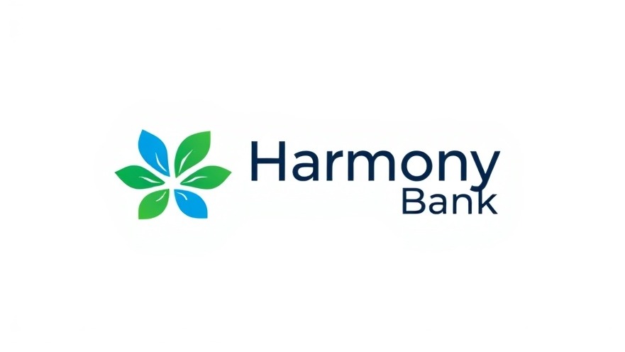 Modern 'Harmony Bank' logo with green and blue hues, symbolizing Dallas economic development.