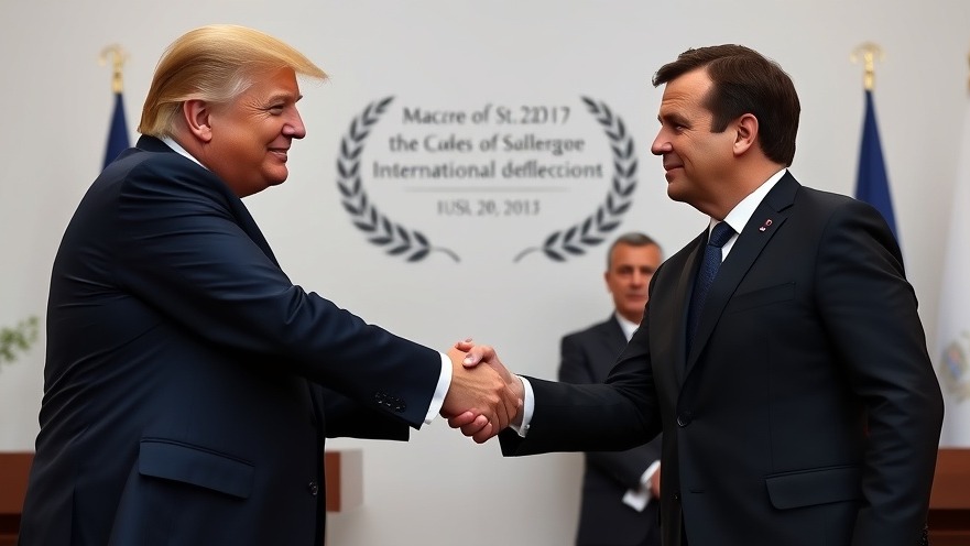 Trump and Macron firm handshake showcasing extended handshake in international diplomacy.