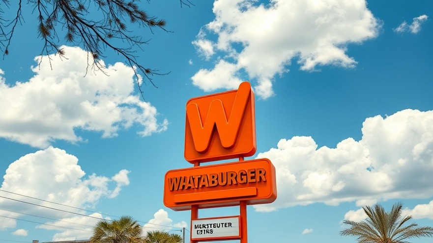 Whataburger sign against blue sky, highlighting food allergy lawsuit awareness.