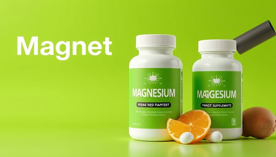Modern magnesium supplement advertisement with sleek design.