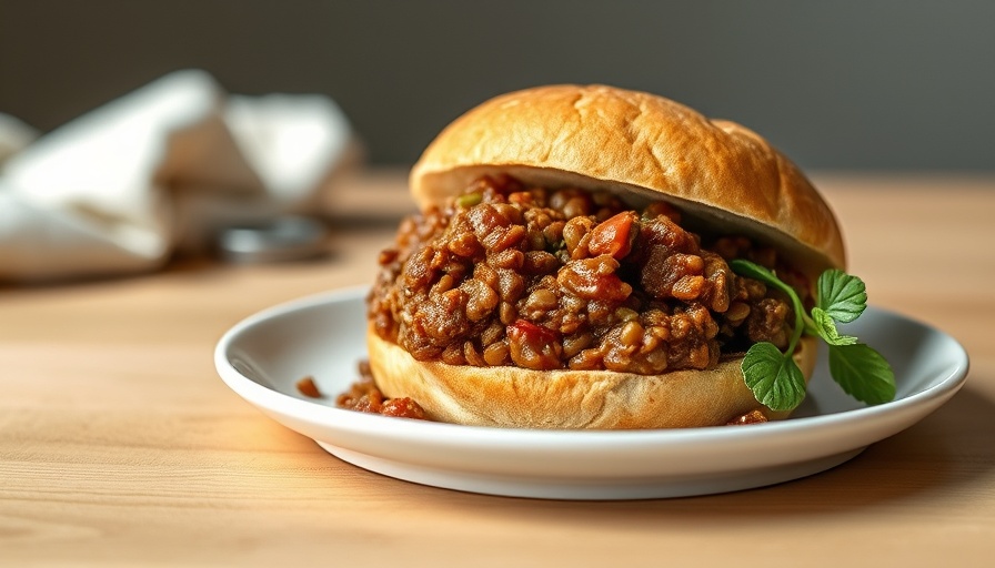 Healthy vegan lentil sloppy joes on a white plate