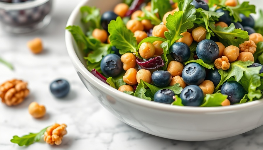 Copycat Erewhon Antioxidant Salad with arugula, blueberries, and walnuts.