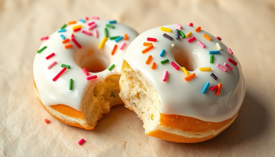 Healthy vanilla cake protein donuts with frosting and sprinkles