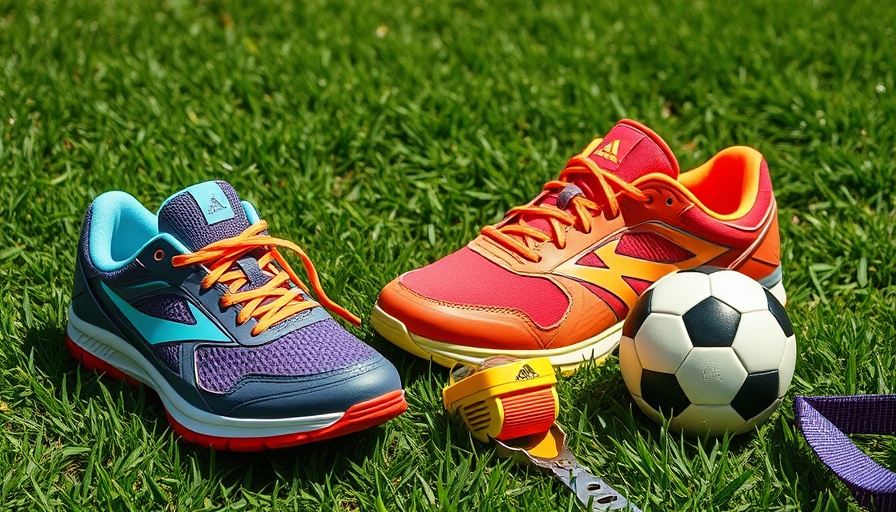 Athletic gear illustrating summer sports injury prevention on grass.