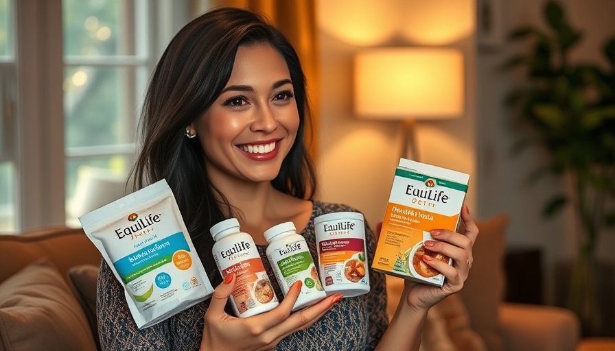 Woman holding EquiLife Fall Detox products, smiling indoors.