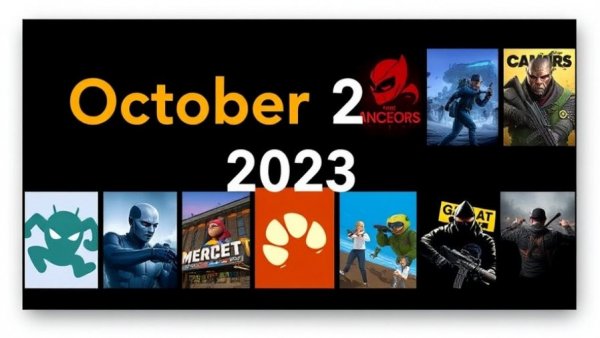 October 2025 new game releases showcase with colorful icons on a dark background.