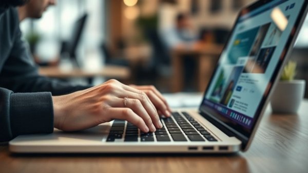 Hands typing on laptop, analyzing best content marketing courses.