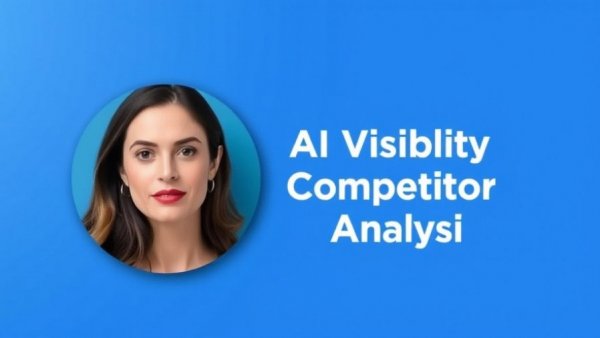 Blog header on AI Visibility Competitor Analysis with a portrait and bold text on blue background.