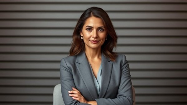 Professional woman embodying B2B thought leadership in a seated portrait.