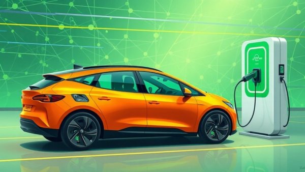 Futuristic illustration of EV car charging; predict EV charging availability.