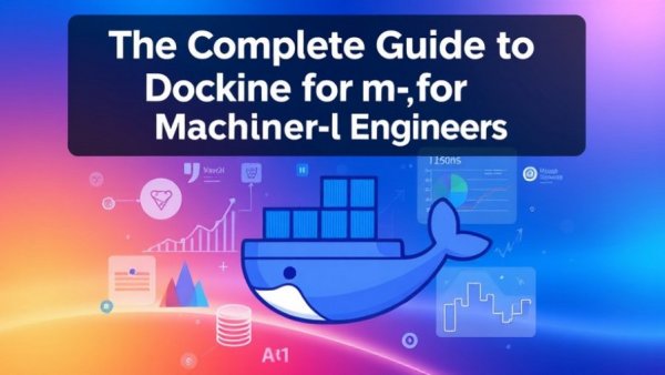 Docker for Machine Learning Engineers guide with Docker logo.
