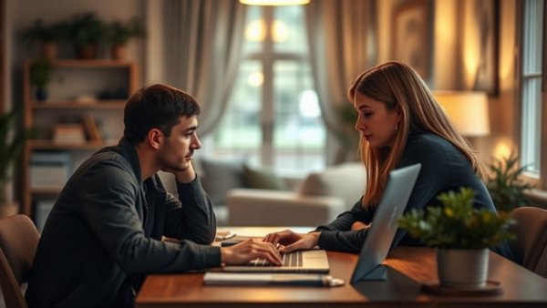 Engaging in community conversation content creation on a laptop.