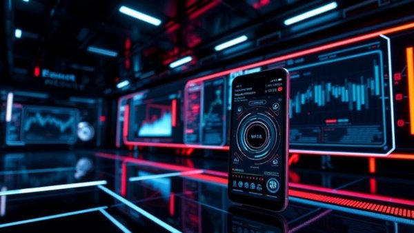 Advanced tech displays showcasing KV caching in LLMs in a futuristic setup.