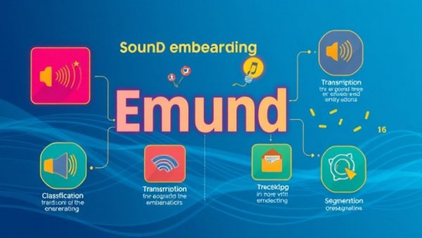 Infographic of sound embedding concepts illustrating classification and transcription.