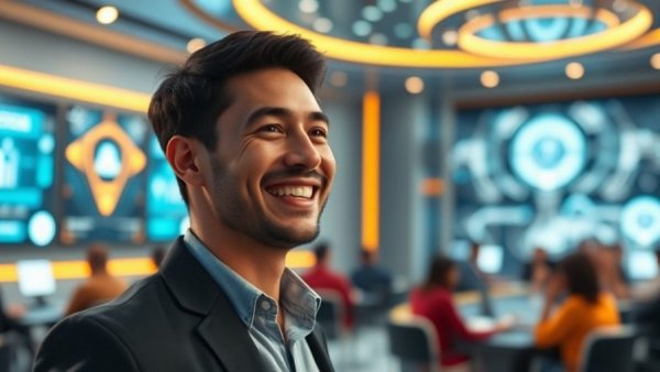 Smiling person at futuristic AI council meeting: LLM Council for Reliable AI Answers