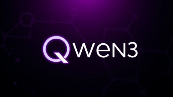 Sleek Qwen3 TTS technology logo with geometric shapes.