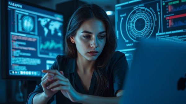 Programmer deploying machine learning models with FastAPI in tech office.