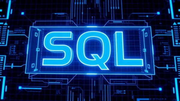 Futuristic digital display of SQL concept for YouTube channels to learn SQL.