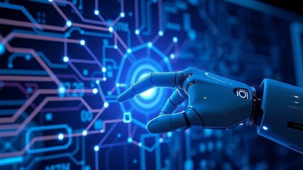 Futuristic AI network showcasing divided internet concept, blue digital ambiance.