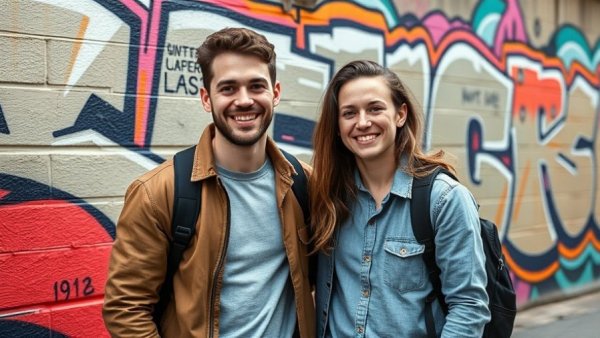 Co-founders of AI cloud startup Runpod in front of graffiti mural.