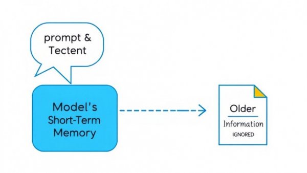 Context window illustration in LLM with text and icons