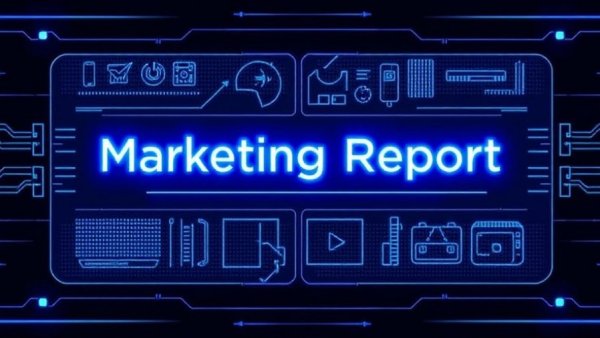 Futuristic digital marketing interface with blue text for Loop Marketing in 2026.