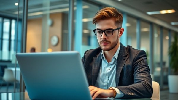 Young professional working in office for Best Answer Brand in B2B Marketing.