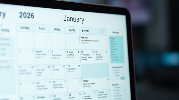 Modern digital interface of unique month-view calendar app showing January events.