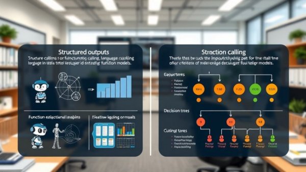 Infographic comparing structured outputs vs function calling for language models