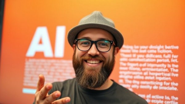 Leveraging AI Creative in 2026 digital poster with bearded man.