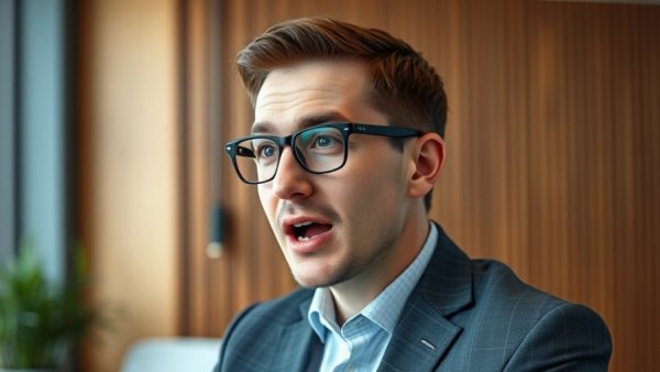 Expressive man discussing in office, Anthropic Trump administration relationship.